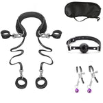 Bdsm Sexual Restraints & Sex Toys, Includes Gag, Leg Sex Restraints With Neck To Ankle/Thigh Cuffs, Bondage, Breast Clips, Gags, Blindfolds, Adult Games, Role Play, Adjustable Sm, Women, Couples