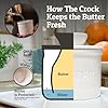 French Butter Crock with Lid, Get on Demand Spreadable Butter, Ceramic Butter Keeper to Leave on Counter with Water Line, White
