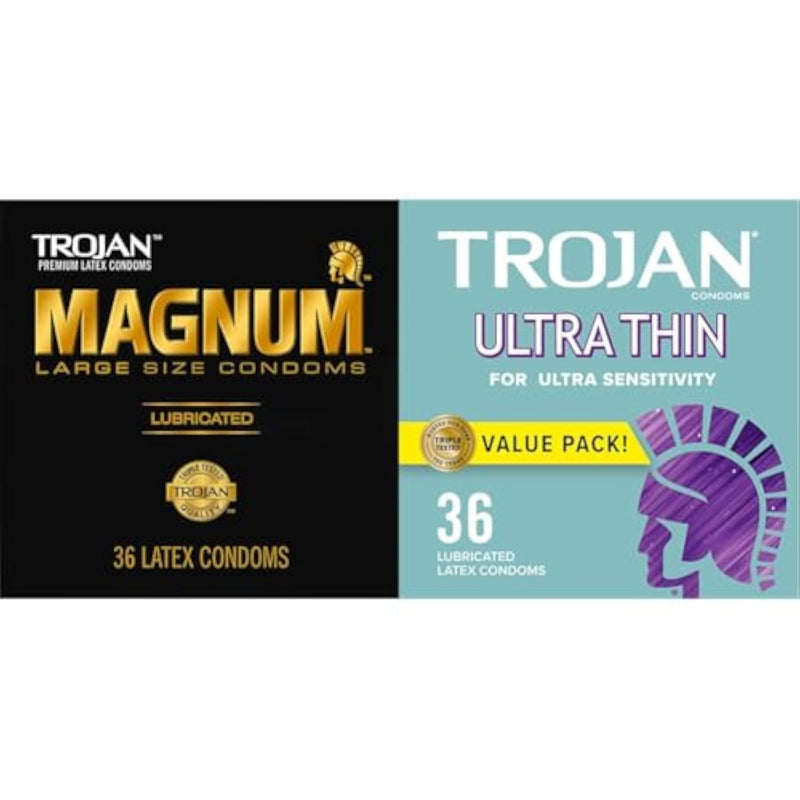 TROJAN Magnum Lubricated Large Condoms & Ultra Thin Condoms for Ultra Sensitivity, Lubricated Condoms for Men, America’s Number One Condom, 36 Count Value Pack