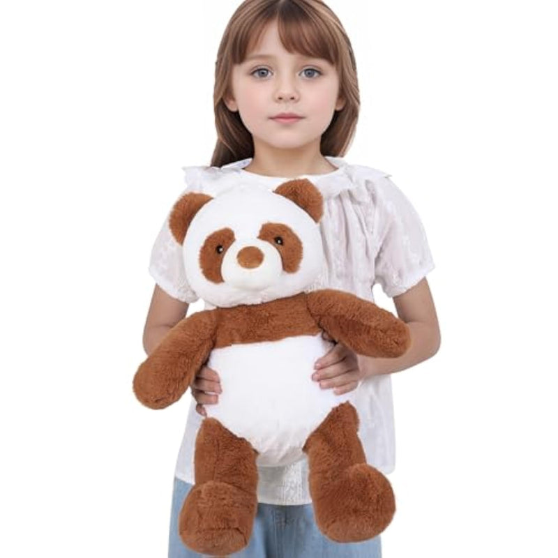 18" Panda Stuffed Animal Plush Toy Cute Soft Body Plushies Doll Kawaii Giant Panda Bear, Room Decoration Brown Bear Throw Pillow, Gift For Kids Boy Girl Birthday Valentines Christmas