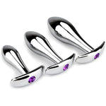 Anal Plug 3Pcs Anal Toys With Luxurious Diamonds Anal Trainer Metal Butt Plug Prostate Massage Sex Toys For Couple, Adult Sex Toys & Games (Silver)