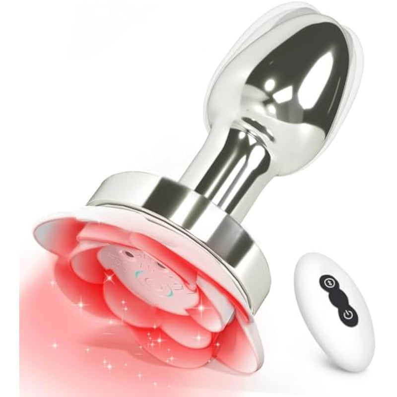 Rose Anal Plug Sex Toys Vibrator, Metal Adult Toy Vibrating Butt Plug With 10 Light Up & 10 Vibrating Modes, Remote Control Prostate Massager Adult Sex Toys & Games, Adult Toys For Women And Men