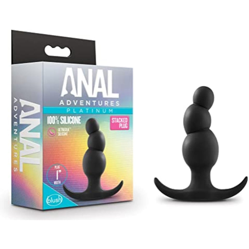 Anal Adventures Platinum Stacked Silicone Butt Plug - 3.2 Inch Length And 1 Inch Width - Designed For Both Anal & Prostate Play - Flared Base For Safety, Comfort - Sex Toy
