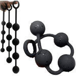 Black Pull Bead Anal Plug Extra-Long Large Size Backyard Pull Bead Anal Masturbator Toy Adult Sex Toy(M)
