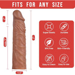 Penis Sleeve Extender Cock Sleeve Extension Sheath Silicone Penis Ring Enlarge Thicken Reusable Realistic Condom Enlarger Male Sex Toy for Men Couples