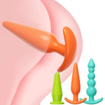 3Pcs Colorful Anal Training Kit Adult Sex Toys, Beginner Anal Plug Trainer Butt Plug Includes Finger Sleeve, Tapered Plug & Anal Beads For Anal Play Prostate Massager Sex Toys For Men Women Couples
