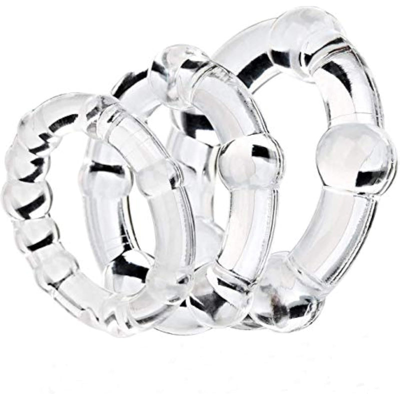 Penisring Cockrings,6 Pcs Different Sizes Silicone Penis Sleeve Penis Trainer,Stretchy Longer Harder Stronger Erection Semen Lock Caged,Delay Ejaculation Time Lasting Sex Toys For Men,White