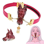 Bdsm Leather Restraints Ball Mouth Plug Silicone Doberman Shaped Muzzle Adjustable Bondage,Fetish Adult Games Slave Female Sexy Toy For Couples Cosplay