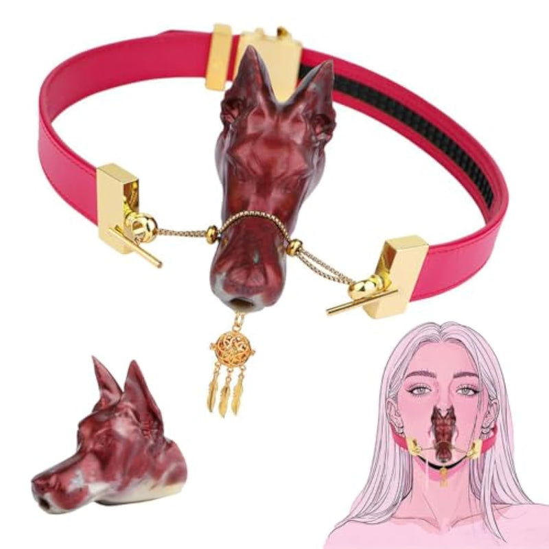 Bdsm Leather Restraints Ball Mouth Plug Silicone Doberman Shaped Muzzle Adjustable Bondage,Fetish Adult Games Slave Female Sexy Toy For Couples Cosplay