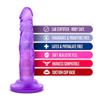 Blush Naturally Yours 5.75" Realistic Slim Dildo - G-Spot Petite Pussy Cock - Suction Cup, Harness Compatible, Soft Tpe - Anal Beginner & Pegging Adult Sex Toy Penis For Women, Men & Couples -(Purple)