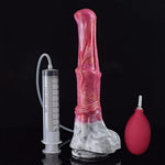 12 Inch Realistic Squirting Dildo Ejaculating, Lifelike Penis Knotted Large Horse Anal Dildo With Suction Cup Adult Sex Toy For Women - Red Grey