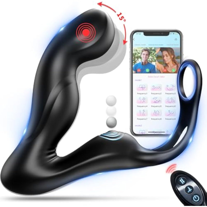 Anal Male Adult Sex Toys - Wiggling Prostate Massager Tapping Taint Stimulator With Cock Ring, Vibrating App Remote Control Anal Butt Plug Penis Ring Vibrator Sex Toy For Men Couples, Anal Dildo