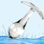 Crystal Glass Anal Plug,Anal Plug For Comfortable Long-Term Wear Glass Butt Plug With Curved Based & Long Stem Tapered Prostate Massager Sex Toy Anal Expander Sex Toys For Men Women(L)