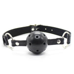 Mouth Ball Gag Adult Sm Extreme Air Holes Mouth Gag Bondage Restraints Adjustable Pu Leather Belt Slave Cosplay Erotic Sm Ball Gag Sex Toys (Black)