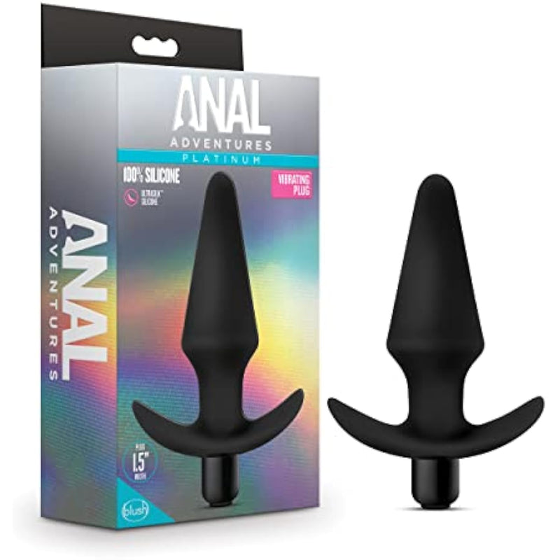 Anal Adventures Platinum Silicone Vibrating Plug - Powerful One Touch Vibration Bullet - Anchor Base For Safety And Comfort Long Term Wear - Perfect For Beginners - Sex Toy
