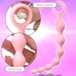 Anal Beads, Silicone Flexible Anal Chain Butt Plug With 7 Gradual Balls And Pull Loop Prostate Massager G-Spot Stimulator Anal Training Sex Toy For Beginner 8.23 Inch, Pink