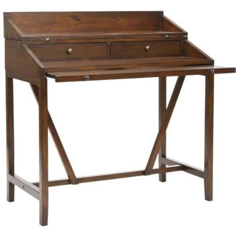 American Homes Collection Wyatt Dark Teak Writing Desk