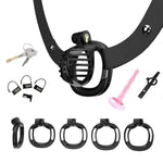 Small Lightweight Chastity Cage Whit 4 Rings & Chastity Belt & Silicone Urethral Dilator Set For Male, Mini Smooth Penis Cock Cage Chastity Devices Bondage Sex Toys For Men (Black-M2B)