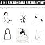 Vibrating Anal Hook Bdsm Sex Bondage Restraints Kit, Thigh Sling Chest Harness Behind Back Handcuffs, 3 Balls Anal Trainer With 9 Vibration Modes, Sm Fetish Unisex Sex Toys For Couples