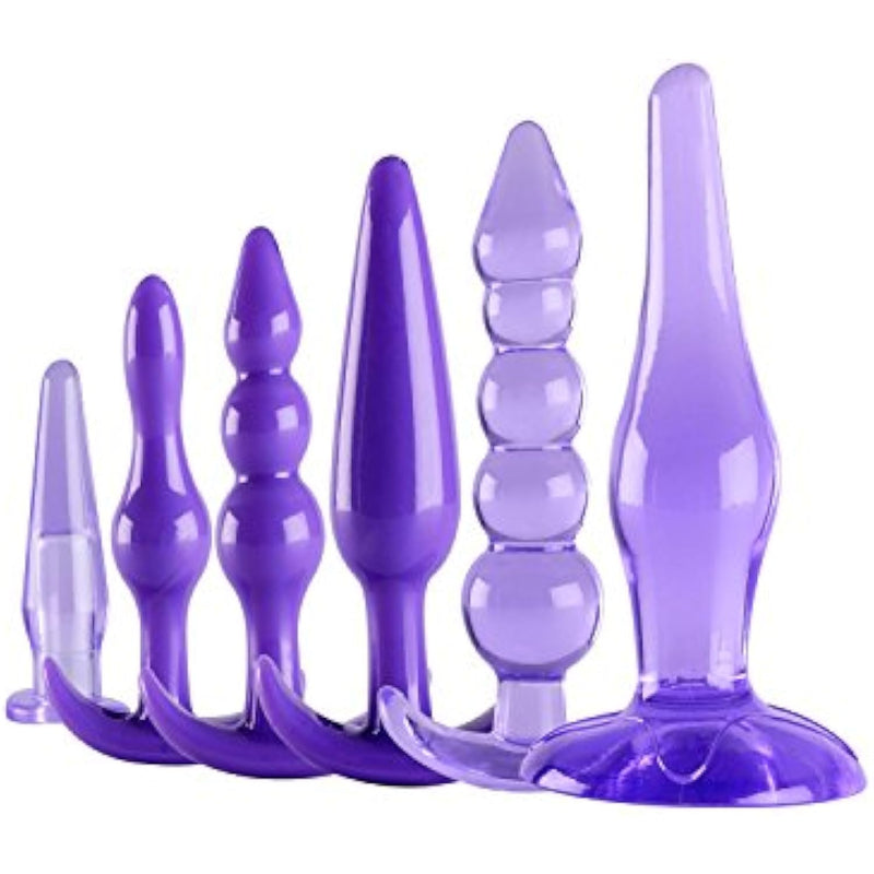6Pcs Anal Trainer Kit Butt Plugs Beginner Set Silicone Prostate Massager (Purple)