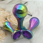 Butt Plug Expansion Kit 3Pcs - Stainless Steel Anal Trainer Set For Adults, Graduated Sizing Anal Plugs With Flared Base, Men Women Use (Colorful)