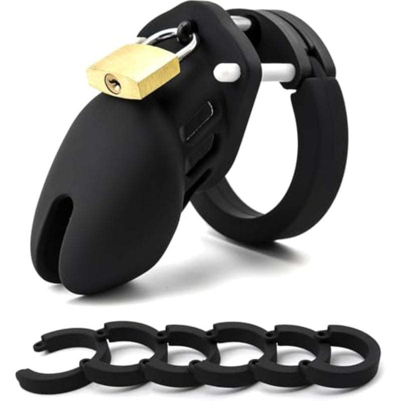 Silicone Cock Cage Chastity Cage Chastity Device For Male Penis Exercise (Black, A122)