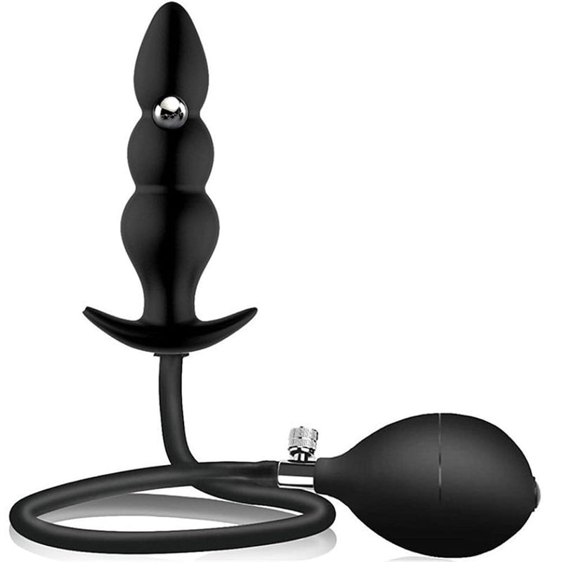 Silicone Inflatable Anal Beads Butt Plug Silicone Anal Plug Grade(Steel Ball Included) For Male Female And Beginners Adult Sex Toys