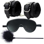 Fuzzy Handcuffs Set – Handcuffs For Grownups Bedroom, Sexy Handcuffs, Sex Restraint With Soft Sex Feather And Sex Blindfold – Intimate Bondage Kit For Couples & Romantic Date Night Fun
