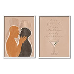 Stupell Industries Kiss French Party Caribbean Phrase Male Couple Embrace, Designed by Birch&Ink White Framed Wall Art, 2pc, Each 11 x 14, Brown