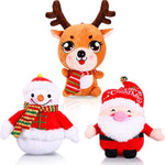 3 Pcs Christmas Plush Toy Doll Set Christmas Santa Stuffed Animal Toy Reindeer Cute Snowman Elk Claus Plush Gifts Xmas Party Favors Home Office Decor For Adults Boy Girl (Snowman, Santa, Elk)