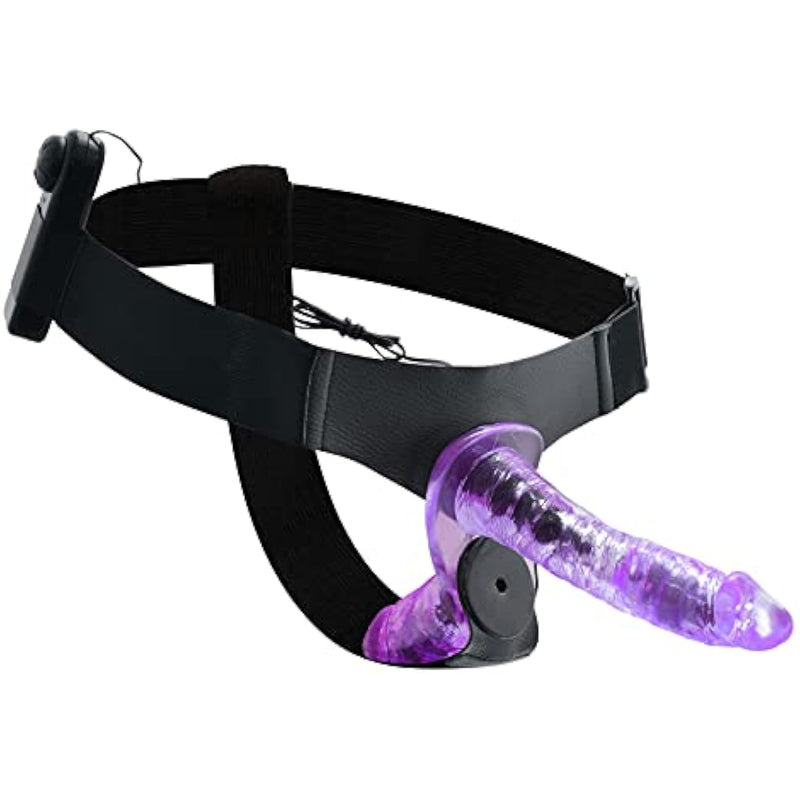 Vibrating Strap On Dildo With Adjustable Harness For Lesbian Realistic Penis Dong Adult Sex Toy For Woman Couples Masturbation(Purple)