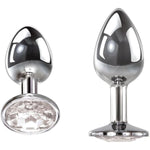 Large Gem Solid Metal Anal Plug With Safety Base, 3.73", Clear