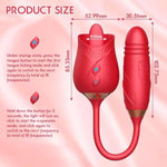 Flower Sex Toy Dildo Vibrator-2In1, Sex Stimulator For Women With 10 Tongue Licking & 10 Thrusting Dildo G Spot Vibrators, Adult Games Clitoral Nipple Licker For Woman Man, Couples Pleasure (Red)