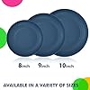 Deep Dinner Plates Set of 8 Alternative for Plastic Plates Microwave and Dishwasher Safe Wheat Straw Plates for Kitchen Unbreakable Kids Plates with 4 Colors (Classic Bright, 9 inch)