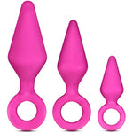 Candy Rimmer - Platinum Cured Puria Silicone Anal Plug Beginner Training Kit - 3 Sizes - Ultrasilk Smooth Butt Plugs - Anal Play Sex Toy For Couples - Pink