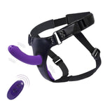 5 Inch Vibrating Strap On Dildo Harness Set For Women And Men,Lesbian Sex Toys With Adjustable Strapon Harness,Rechargeable Vibrator With 10 Modes & Remote Control,Purple