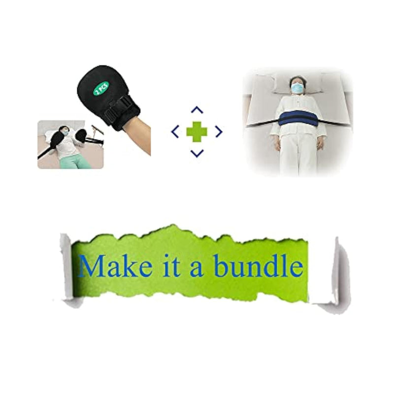 Assist Bundle | Bed Restraints Dementia Gloves Safety Hand Control Mitts And Bed Restraints Strap Safety Belt For Dementia
