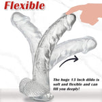Huge Dildo Sex Toys, 12 Inch Clear Realistic Dildo Thick Anal Dildo With Strong Suction Cup For G-Spot And Anal Hands-Free Play, Big Dildo Adult Toys For Men Women