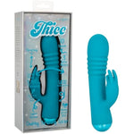 Thicc Chubby Thrusting Tickler Waterproof Silicone Rechargeable Rabbit Vibrator Blue - Se-0650-40-3