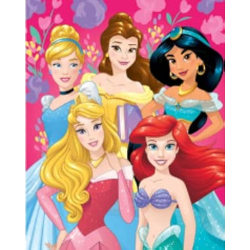 Disney Princess Silk Throw Soft Blanket 40''X50'' Cinderella, Belle, Jasmine,