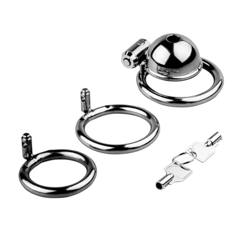 Push-On Chastity Lock/Cock Cage Set With 3 Penis Rings Steel Round Cap Chastity Cage Male Sm Bondage & Restraint Sex Toys For Mens