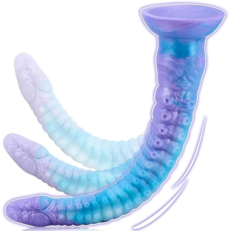 Luminous Anal Dildo Long Tentacle Dildo With Suction, 12Inch Thin Silicone Dragon Dildos Octopus Anal Plug Adult Toys For Men Gay Couples