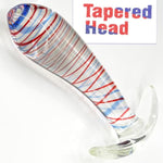 Glass Anal Plug Butt Plug Dilator With Curved Based Tapered Anal Prostate Massager Sex Toy With Long Stem & Stripe Decoration For Men Women Masturbation