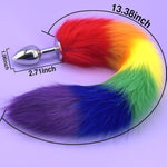 Anal Plug Rainbow Fox Tail 13.38-Inch-Long Sexual Anus Tail Butt Plug Cosplay Game Sex Toy For Women Men