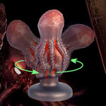 Dark Octopus Silicone Butt Plug with Suction Cup and Knot for Anal Training