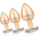 Butt Plug Set 3Pcs Metal Anal Plug With Large Diamond Base Wearable Anal Training Kit For Prostate Massage Adult Sex Toys For Men Women Couples Beginners