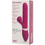 Doc Johnson iVibe Select - iRoll - Silicone Rabbit-Style Vibrator - Pleasure Beads Along Shaft Move Up-and-Down, Clit-Stimulating Wheel of Rotating Silicone "Tongues", Pink