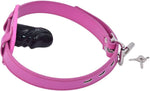 Lockable Dildo Mouth Gag,SM Mouth Restraint with Lock Bondage,Adjustable Bondage Leather Gags Adult Sex Toy for Couple (Pink,Short)