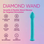 Diamond Wand Vibrator For Women - Flexible, Textured Adult Toy G Spot Vibrator With 21 Modes - Waterproof, Whisper Quiet, Silky Soft Silicone Adult Sex Toys For Women (Turquoise)