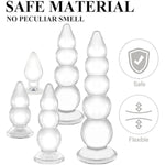 Anal Beads Sex Toy With Powerful Suction Cup For Anal, Vagina Stimulation, Clear Flexible Butt Plug Dildo Trainer For Men, Female, Couple, Experts Masturbation, Hands Free?6.7Inch?